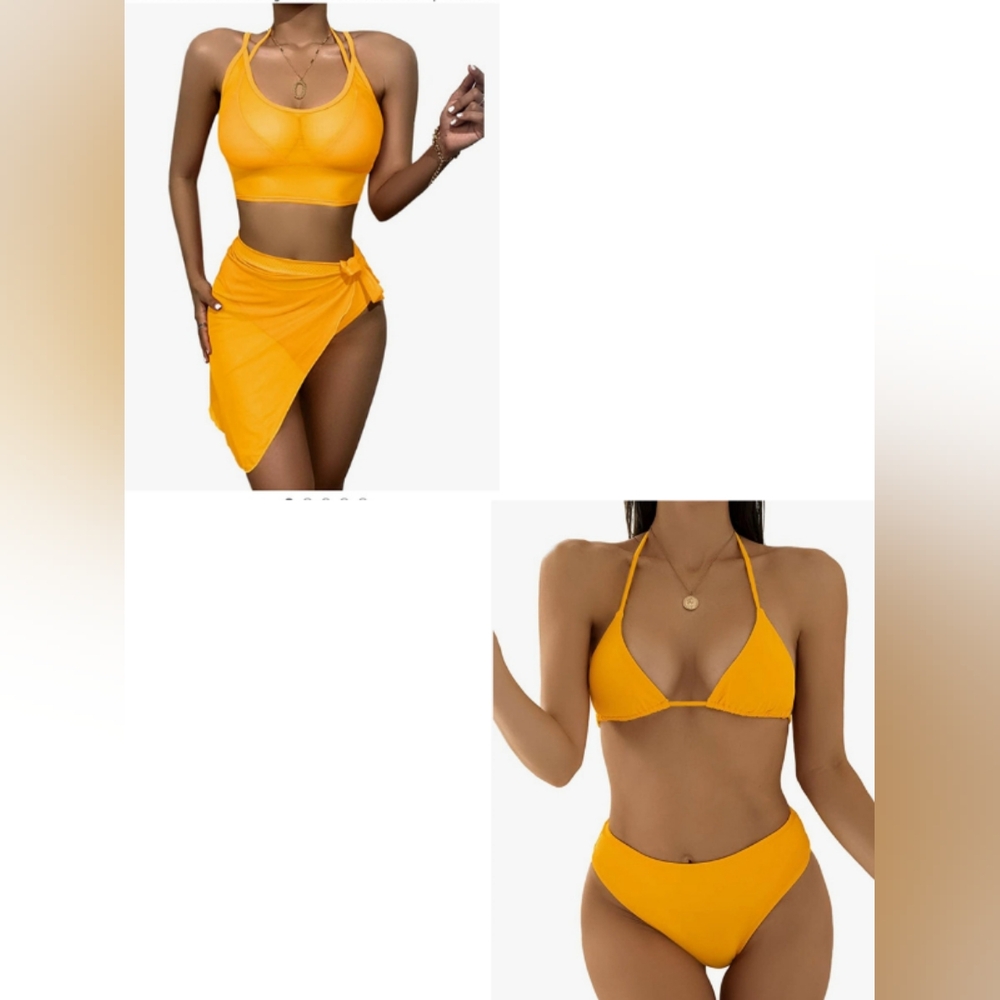 New with tags. Shein 4 piece Yellow Bikini set. Size S